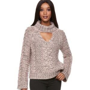 JENNIFER LOPEZ Cutout Cable Turtleneck Sweater S